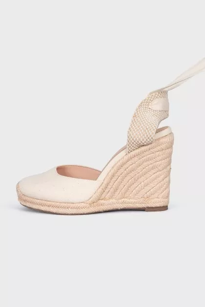 Beige wedge shoes