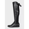 Leather boots with textile insert