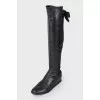 Leather boots with textile insert