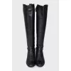 Leather boots with textile insert