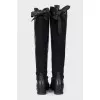 Leather boots with textile insert