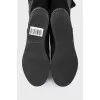 Leather boots with textile insert