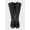 Black leather boots with zip