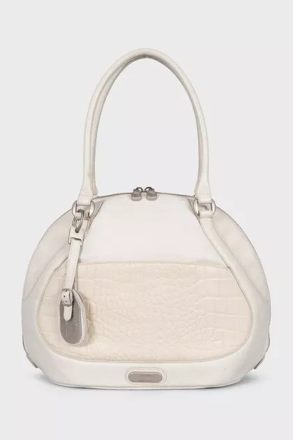 White bag made of leather and textile