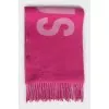 Pink wool scarf with brand logo