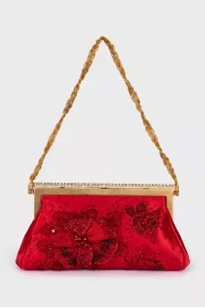 Textile clutch with beads