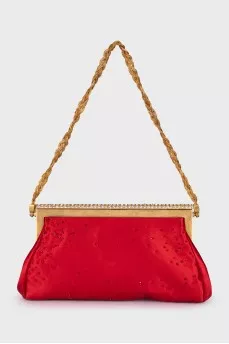 Textile clutch with beads