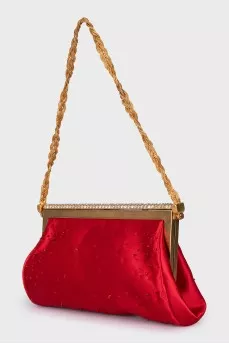 Textile clutch with beads