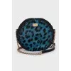 Pony skin and raffia crossbody bag