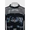 Printed dress with mesh top
