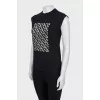 Black T-shirt with silver print