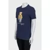 Blue T-shirt with branded print