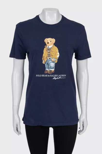 Blue T-shirt with branded print