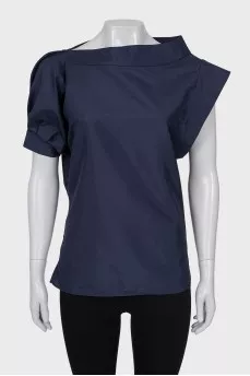 Silk blouse with asymmetric sleeves