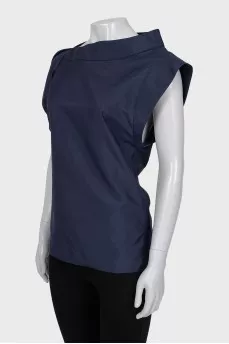Silk blouse with asymmetric sleeves