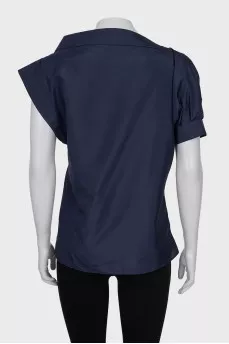 Silk blouse with asymmetric sleeves
