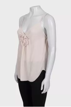 Silk T-shirt in beige