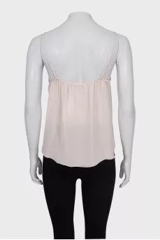 Silk T-shirt in beige