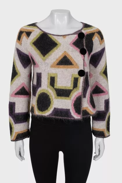 Cardigan in geometric print