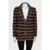 Knitted striped wool cardigan