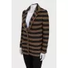 Knitted striped wool cardigan
