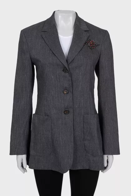 Gray jacket with rhinestones and beads