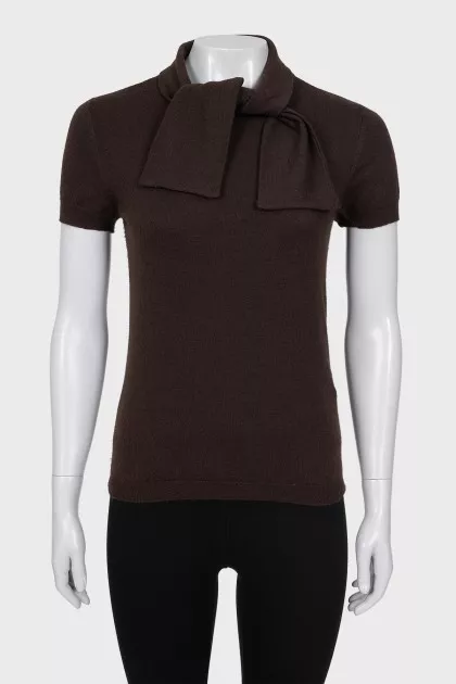 Brown Cashmere and Wool T-Shirt