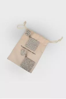 Clips in the form of rhombuses with stones
