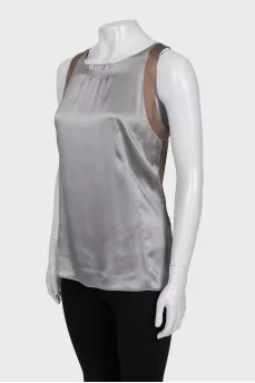 Silk T-shirt in gray