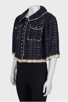 Tweed jacket with metal buttons