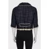 Tweed jacket with metal buttons