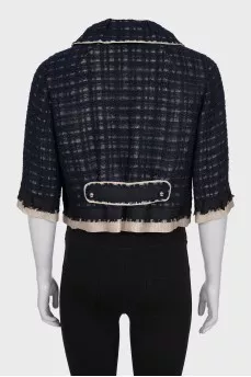 Tweed jacket with metal buttons