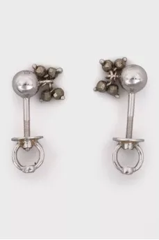 Сережки из белого золота с цирконом