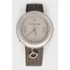 White gold watch with diamond lines