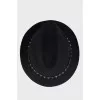 Angora Black Hat with leather braid