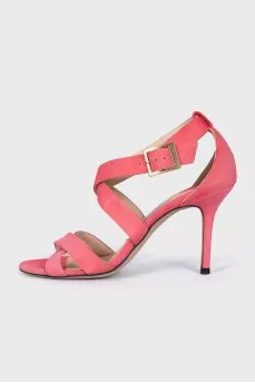 Pink stiletto heeled sandals