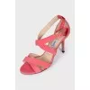 Pink stiletto heeled sandals