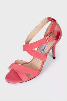 Pink stiletto heeled sandals