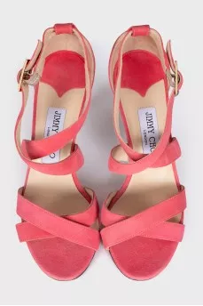 Pink stiletto heeled sandals