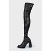 Leather over the knee boots with zip
