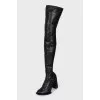 Leather over the knee boots with zip