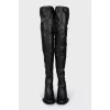 Leather over the knee boots with zip