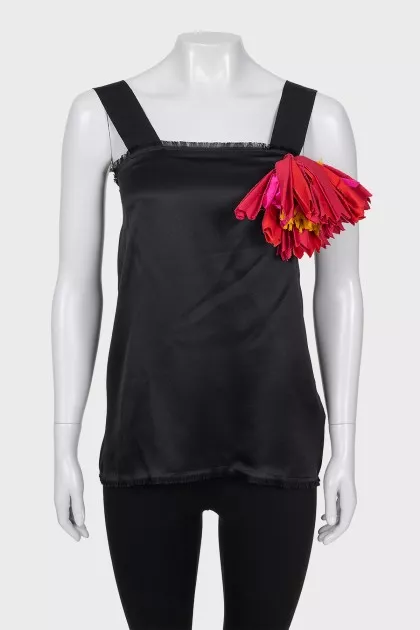 Silk T-shirt with massive flower