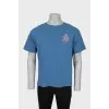 Men's Blue Embroidered T-Shirt