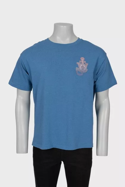 Men's Blue Embroidered T-Shirt