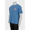Men's Blue Embroidered T-Shirt