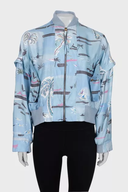 Silk Bomber Jacket in Floral Print