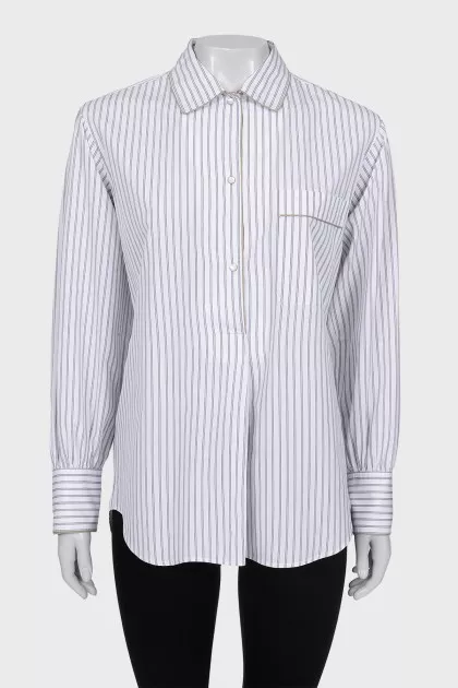 Gray striped shirt with tag