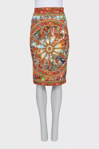 Fitted skirt in signature print