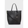 Black leather shopper